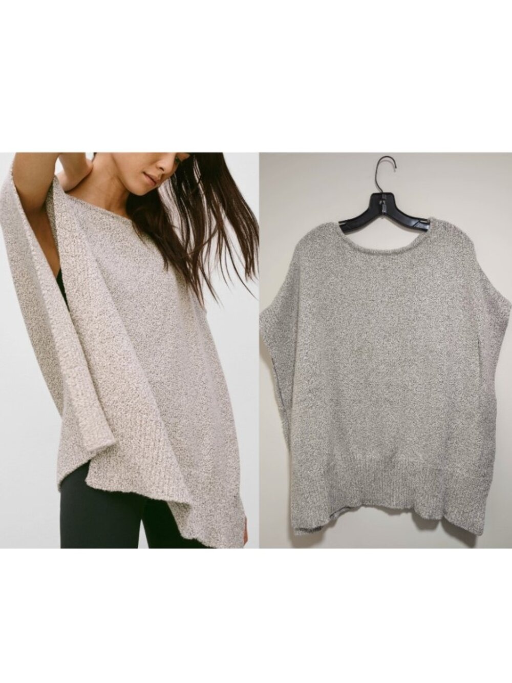 Aritzia Community | Culleo Marl Knit Poncho Sweater In Grey